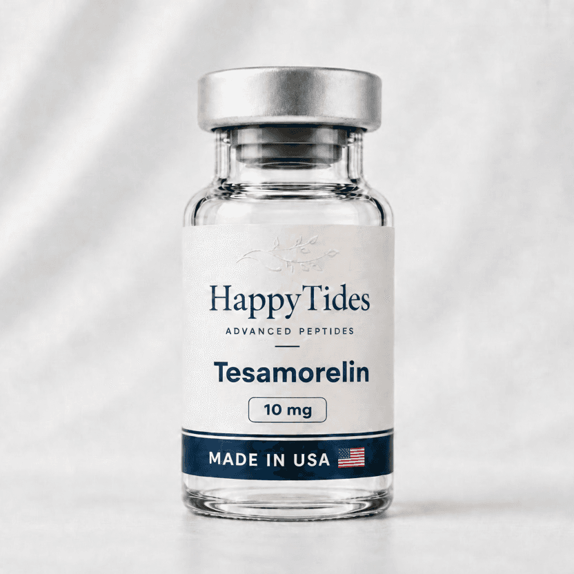 Tesamorelin - HappyTides research peptide vial